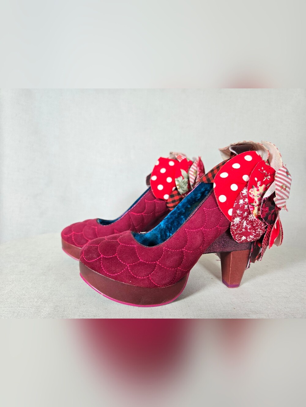 Irregular Choice Statement Heels – Patchwork Bow Platform Pumps